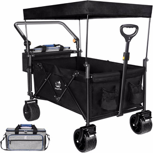 Carro de carro plegable de servicio pesado DB con dosel extraíble Ruedas todoterreno grandes de 4 "de ancho y freno ajustable para ir de compras - Product Image 1