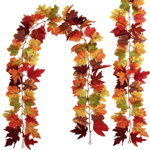 Guirlande de feuilles d'érable artificielles d'automne Ningxiang 100cm-200cm, fleur en soie, décoration d'Halloween pour la maison - Product Image 5