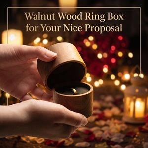 OEM Walnut Wood Wedding <b>Ring</b> Bearer Holder Wooden <b>Ring</b> <b>Box</b> Mini Engagement <b>Ring</b> Holder <b>Box</b> with single Slots - Product Image 1