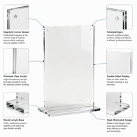 Support de menu magnétique en acrylique transparent en forme de T, présentoir de table autoportant pour restaurant, idéal pour la publicité moderne et le rangement