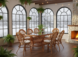 Juego de Comedor JAVA de Ratán/Mimbre, Juego de Mesa de Comedor Larga Tradicional de Indonesia, Muebles de Hotel y Villa, Calidad Premium, Cómodo - Product Image 4