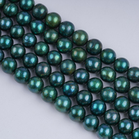 Perles d'eau douce Edison naturelles rondes vertes de 9 à 12mm de qualité AA pour la fabrication de bijoux