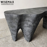 WISEMAX FURNITURE Table console au design minimaliste en fibre de verre table d'entrée noire table d'entrée irrégulière couloir longue table pour la maison
