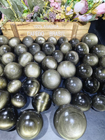 Prix d'usine, sphère de cristal, pierre naturelle de guérison, boule d'obsidienne dorée pour la décoration de la maison