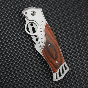 Cuchillo Plegable de Caza y Camping HL Factory al por Mayor, con Mango de Madera Colorido DIY y Hoja de Acero 2Cr13 con Punta Biselada - Product Image 5