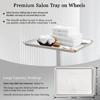 Chariot de salon moderne en acier inoxydable argenté avec 4 roues pivotantes et mobiles pour le rangement de la beauté et des coiffures