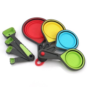 Tùy Chỉnh BPA Free Tiết Kiệm Không Gian Ráp <span class=keywords><strong>Silicone</strong></span> Đo Ly Và Thìa <span class=keywords><strong>Set</strong></span> Cho Lỏng Khô Đo Lường - Product Image 2
