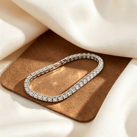 Bracelet chaîne tennis en moissanite blanche de 3 mm pour femme, bijoux élégants et minimalistes pour les occasions quotidiennes
