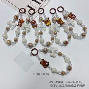 Cadena para Teléfono Capibara con Lazo, 13 cm, Cuentas de Perlas con Colgante de Oso para Decoración de Móviles - Product Image 1