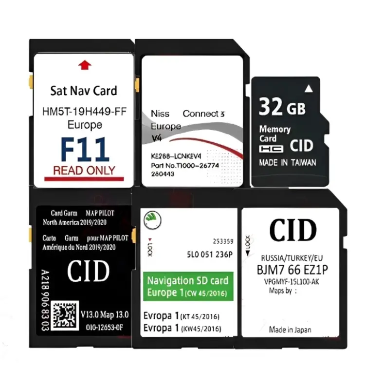 Cartão CID SD personalizado de fábrica com 13 anos de mudança, cartão CID SD Micro C10 8GB 16GB 32GB 64GB para navegação GPS