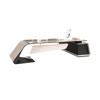 Bureau de direction moderne, mobilier de bureau de luxe, design moderne, bureau en forme de L, bureau de PDG avec armoire latérale de rangement