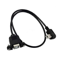 Échantillon gratuit Câble USB 2.0 B mâle B femelle à angle droit gauche/droite personnalisé 90 degrés Gaine en PVC Verrouillage à vis Tressé pour ordinateurs