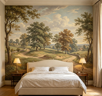 Peinture murale de paysage vintage personnalisée, papier peint rétro de paysage forestier pour le salon, la chambre à coucher, la décoration murale intérieure de l'hôtel