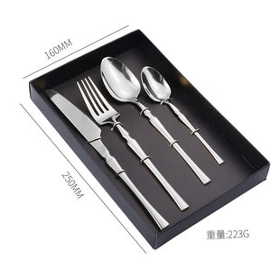 Ensemble de vaisselle en acier inoxydable, couteau à steak western plaqué or, <span class=keywords><strong>fourchette</strong></span> et cuillère, ensemble de quatre pièces - Product Image 5