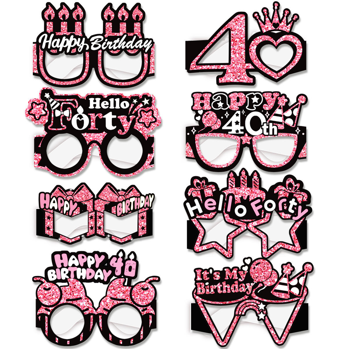 pink  A set of glasses for 40 years old