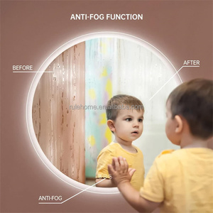 <span class=keywords><strong>Miroir</strong></span> décoratif <span class=keywords><strong>mural</strong></span> intelligent à LED tactile en verre <span class=keywords><strong>rond</strong></span> moderne pour salle de bain - Product Image 4