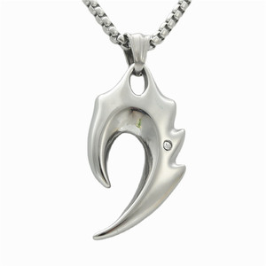 Flame-Shaped Titanium Steel Pendant With Crystal Inlay For Men Everyday Wear 233073 - Product Image 1