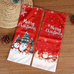 Sacs cadeaux écologiques pour bouteilles de vin <span class=keywords><strong>Joyeux</strong></span> Noël, housses imprimées Père Noël et rennes avec ruban doré, réutilisables pour fêtes de fin d'année - Product Image 6