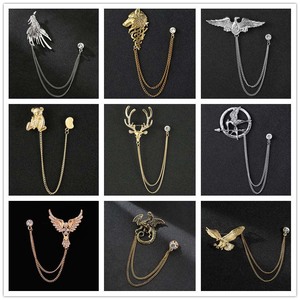 Date Designer Animal Volant Oiseau Elk Loup Tête Ours Aigle Dragon Chaîne Broche Broches Costume blazer Pierres Précieuses Strass Broches - Product Image 2