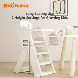 Silla Alta Multifuncional de Plástico para Niños, Silla de Comedor con Plato Deslizante, Asiento Ajustable, Plegable, Fácil de Limpiar - Product Image 3