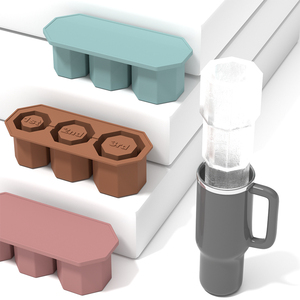 100% không độc hại tái sử dụng lớn Silicone Khay Đá Khuôn màu rắn 3 khoang tùy chỉnh logo thân thiện với môi trường Logo màu tùy chỉnh - Product Image 1