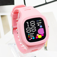 Reloj Deportivo Electrónico para Niños 2024, Unisex, Digital, Pantalla Grande Cuadrada, LED, Plástico, Correa de Silicona y Goma, Reserva de Energía para Estudiantes
