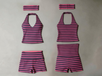 Ensemble 2 pièces polo rayé sans manches et short de détente pour femme – Tenue décontractée et confortable en maille pour l'été – Vêtements de sport et de boutique