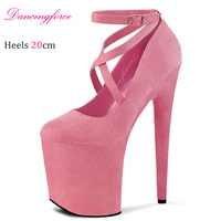 Escarpins de mariée à talons aiguilles de 20 cm de haute qualité, à brides croisées, sexy, pour boîte de nuit, talons fins, chaussures à plateforme pour femmes