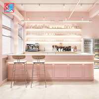 Comptoir de réception de café en bois sur mesure pour café, mobilier de comptoir d'exposition pour café, solution tout-en-un pour usine