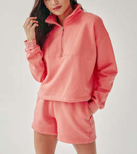 สเวตเชิ้ตคอกลมแบบสวมหัวคอกลมแบบมีซิปรูดครึ่งคอ100% ผ้าฝ้าย1/4ดีไซน์ใหม่ - Product Image 5