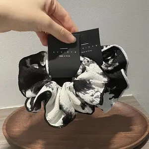 New Simple Elegance Printed White Black Elastic Hair Scrunchies Women Girls Hair Ties Hair Band accessori quotidiani