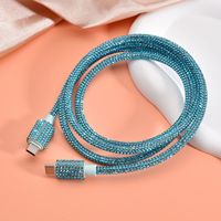 Câble USB-C vers USB-C de charge rapide pour iPhone 17 Air Pro Max, cordon de chargeur iPhone coloré et étincelant avec diamants