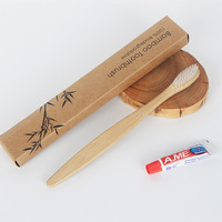 Brosse à dents jetable en bambou avec kit de dentifrice pour fournitures d'hôtel et articles de toilette pour invités