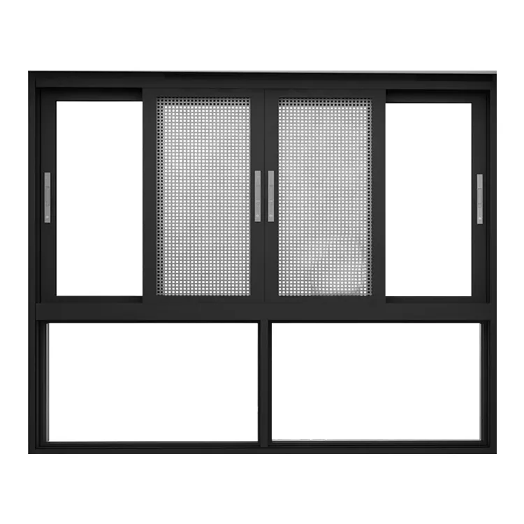 Modern Invisible Drainage triple double glazed aluminum windows Louver Thermal Break Aluminum Sliding Windows with screen