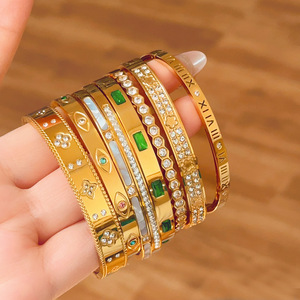 Wholesale 2025 Handmade DIY 18K Gold Plated Waterproof Stainless Steel Bracelet Sets Trendy <b>Bangles</b> for <b>Men</b> Women for Gifts - Product Image 3