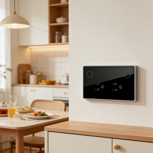 Prise intelligente motorisée escamotable <span class=keywords><strong>2</strong></span> postes 220V norme UE, design dissimulé pour application sur comptoir <span class=keywords><strong>de</strong></span> cuisine moderne - Product Image 1
