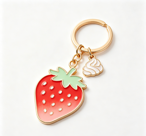 Porte-clés en métal en forme de fraise, porte-clés en émail, pendentif souvenir personnalisé, cadeau - Product Image 2