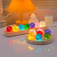 Boule de cristal éclatante écologique colorée, sphère en verre craquelé, décoration d'intérieur, ornement, cadeau idéal pour les fêtes