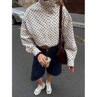 Set Jaket dan Celana Pendek Wanita Motif Polkadot Lengan Panjang Musim Semi/Panas Terbaru