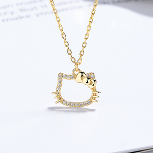 Nuova Collana <span class=keywords><strong>Hello</strong></span> <span class=keywords><strong>Kitty</strong></span> in Argento Sterling 925 con Zirconi Traforati, Gioielli da Donna - Product Image 3