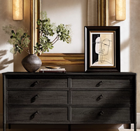 Commode à 6 tiroirs en bois massif de luxe moderne, table de toilette en chêne, meubles de chambre à coucher