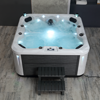 Bain à remous extérieur pour jardin 1,85 m avec hydromassage, pompe de circulation, 38 jets, chauffage, 4 places, jets d'air et panneau Balboa