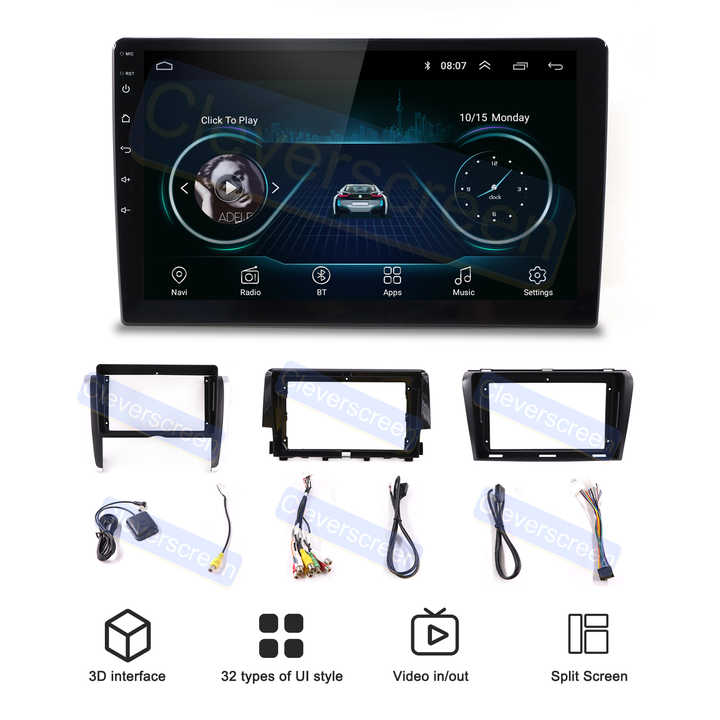 Kit Mascherina Auto Radio 2 DIN Per Display 9/10 Pollici – Pannello Stereo Universale In ABS Nero