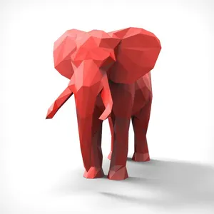 รูปปั้นช้างทำจากไฟเบอร์กลาสรูปทรงเรขาคณิตรูปปั้นช้างทำจากเรซินขนาดใหญ่สำหรับตกแต่งสวนดีไซน์ยอดนิยม