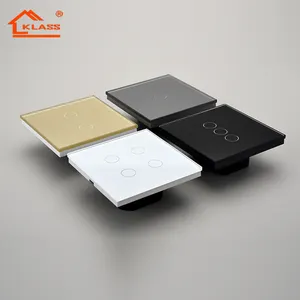 Home office Tuya smart wall switch wifi Led light touch switch white black gray gold glass panel wireless wall switch and socket