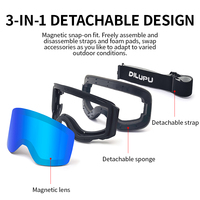 Masque de snowboard avec logo personnalisé, anti-buée, lentille magnétique amovible réglable, mousse et sangle interchangeables pour masque de ski