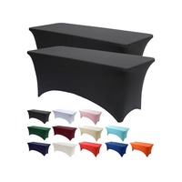 Nappe carrée extensible en polyester imprimé, épaisse, noire, 1,2 m/1,8 m, pour hôtels, restaurants, mariages