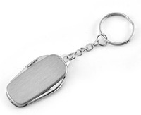 Porte-clés multifonctionnel moderne en acier inoxydable, ouvre-bouteille de bière en bois portable, ouvre-boîte, couteau au design élégant