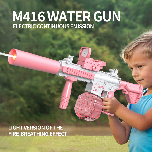 High Quality Super Soaker Squirt Guns Fully Automatic Burst-Fire Electronic M416 Water Gun With Flame-Throwing Version