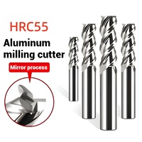 Fraise à queue CNC HRC55 à 3 dents en carbure de tungstène pour aluminium et cuivre, longueur 1-20 mm, 100L